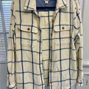L.L. Bean 1912 Overshirt Cream and Blue (Size M)